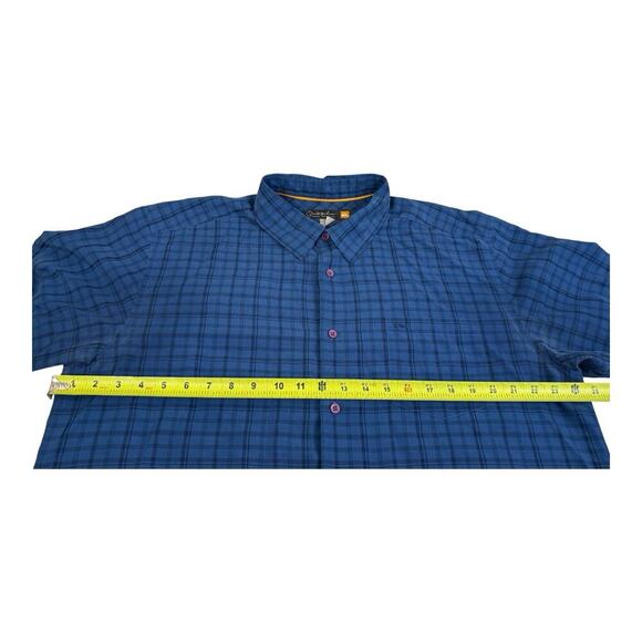 Quiksilver Waterman Shirt Mens XL Blue Check Short Sleeve Beach Tropical Pocket - Picture 8 of 11